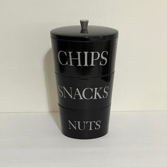 VTG Nesting Stacking Tower Snacks Chips Nuts Server Black 1960s - Picture 1 of 7